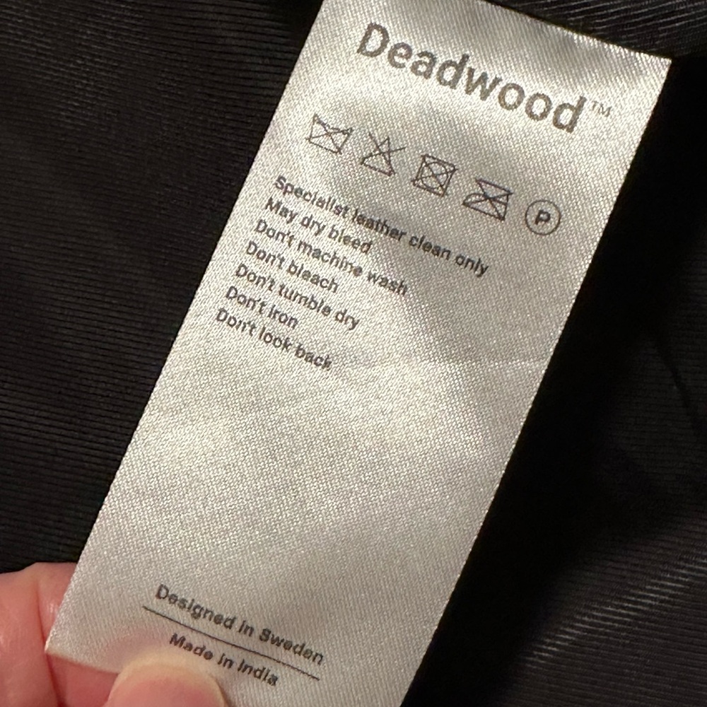 Deadwood Cropped Joan Recycled Leather Motorcycle Jacket 38/6 - Picture 6 of 9